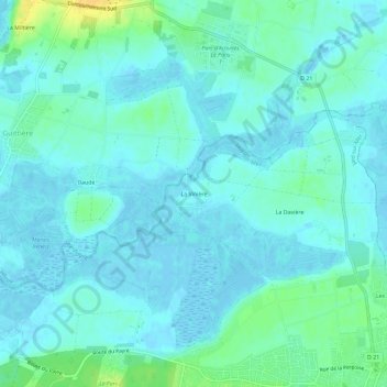 Carte topographique La Vinière, altitude, relief