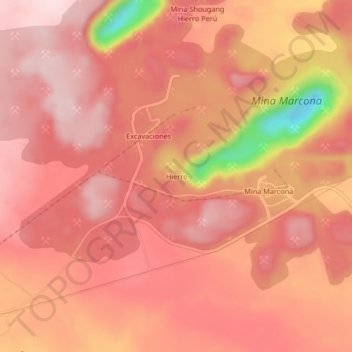 Carte topographique Hierro, altitude, relief