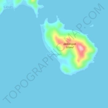 Carte topographique Debangan, altitude, relief