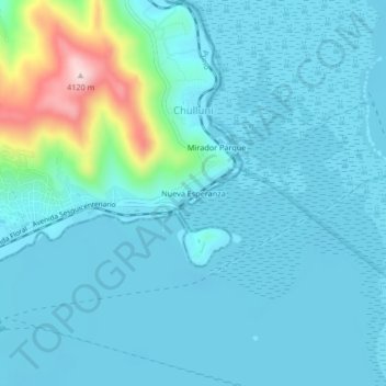 Carte topographique Nueva Esperanza, altitude, relief