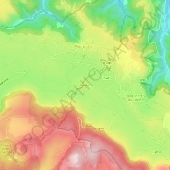 Carte topographique Montbez, altitude, relief