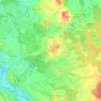 Carte topographique Frühling, altitude, relief