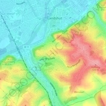 Carte topographique Annaberg, altitude, relief