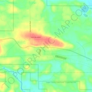 Carte topographique Felch, altitude, relief