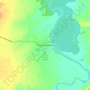 Carte topographique Puerto Gaitán, altitude, relief