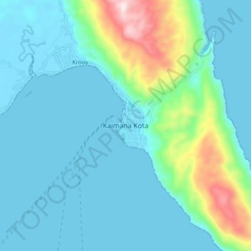 Carte topographique Kaimana Kota, altitude, relief