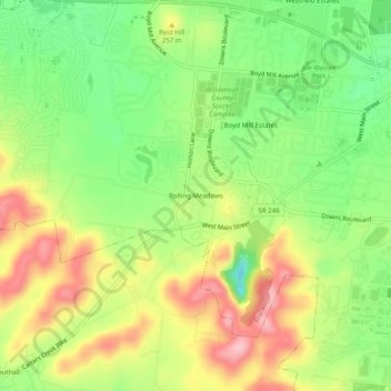 Carte topographique Rolling Meadows, altitude, relief