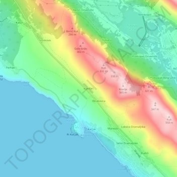 Carte topographique Klanfari, altitude, relief