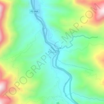 Carte topographique Prusia, altitude, relief