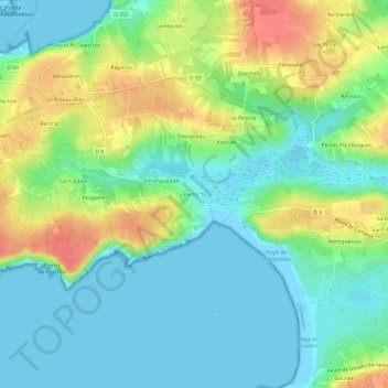Carte topographique Kerloc'h, altitude, relief