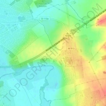 Carte topographique Sur les Vignes, altitude, relief