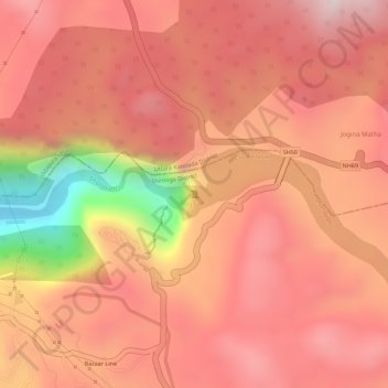 Carte topographique Jog Falls, altitude, relief