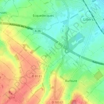 Carte topographique Hurionville, altitude, relief