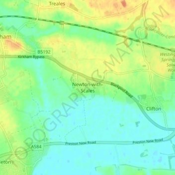 Carte topographique Newton-with-Scales, altitude, relief