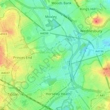 Carte topographique Ocker Hill, altitude, relief