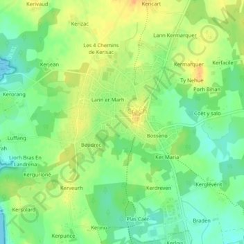 Carte topographique Le Bourg, altitude, relief