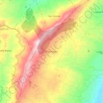 Carte topographique Pozo Negro, altitude, relief