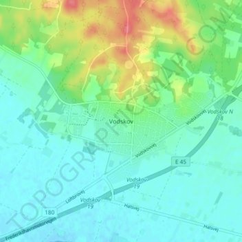 Carte topographique Vodskov, altitude, relief