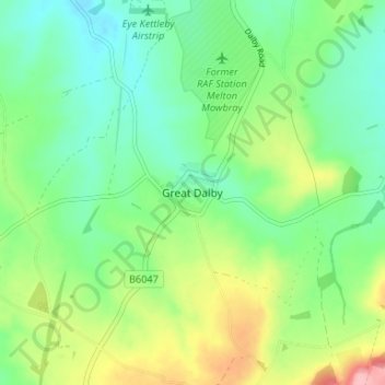 Carte topographique Great Dalby, altitude, relief