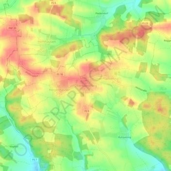 Carte topographique Oberhaindlfing, altitude, relief