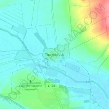 Carte topographique Thamsbrück, altitude, relief