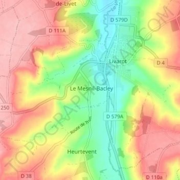 Carte topographique Quartier de l'Église, altitude, relief