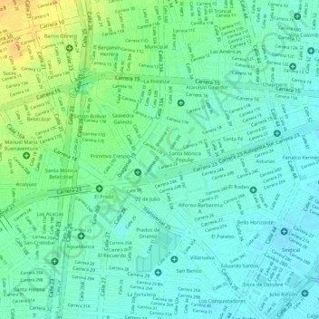 Carte topographique Parque de las iguanas, altitude, relief