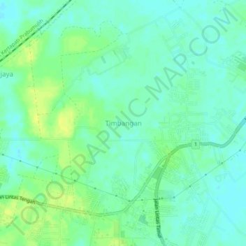 Carte topographique Timbangan, altitude, relief