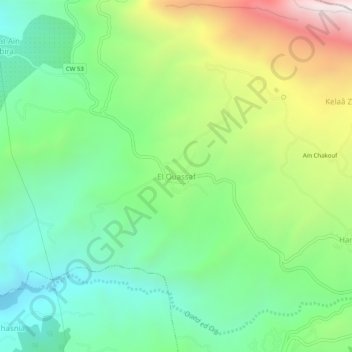 Carte topographique El Ouassaf, altitude, relief