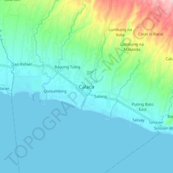 Carte topographique Calaca, altitude, relief