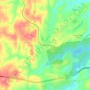 Carte topographique Pumpkin, altitude, relief