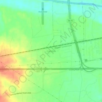 Carte topographique Glidden, altitude, relief