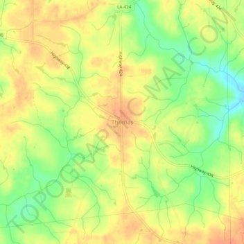 Carte topographique Thomas, altitude, relief