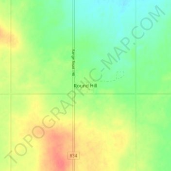 Carte topographique Round Hill, altitude, relief