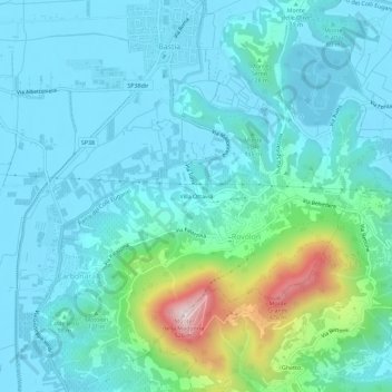 Carte topographique Villa Ottavia, altitude, relief