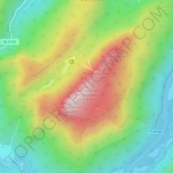 Carte topographique Rabensteinhorn Nordgipfel, altitude, relief