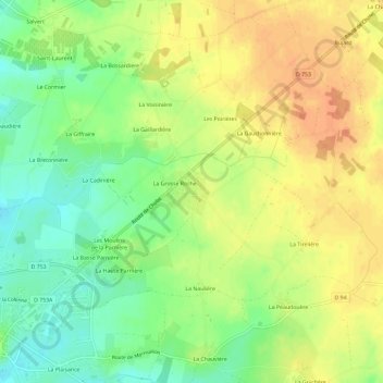 Carte topographique La Garrelière, altitude, relief