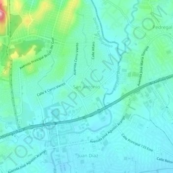 Carte topographique San Antonio, altitude, relief