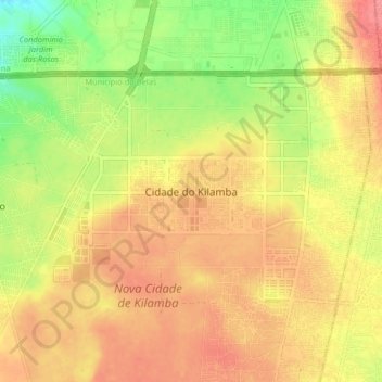Carte topographique Cidade do Kilamba, altitude, relief