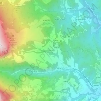Carte topographique Capovalle, altitude, relief