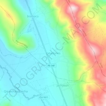 Carte topographique Pabellones, altitude, relief
