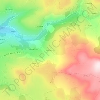 Carte topographique La Maninie, altitude, relief