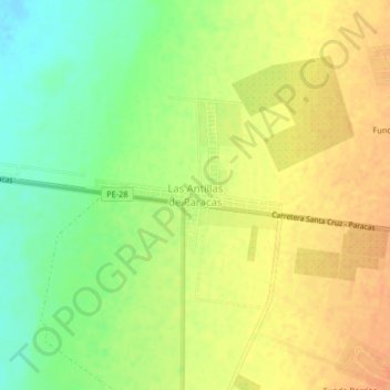 Carte topographique Las Antillas de Paracas, altitude, relief