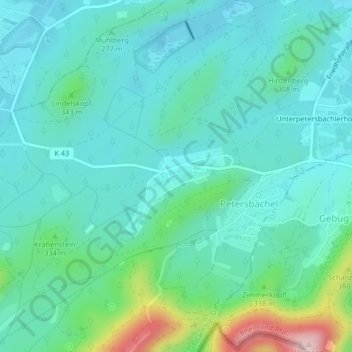 Carte topographique Gewerbepark Fischbach, altitude, relief