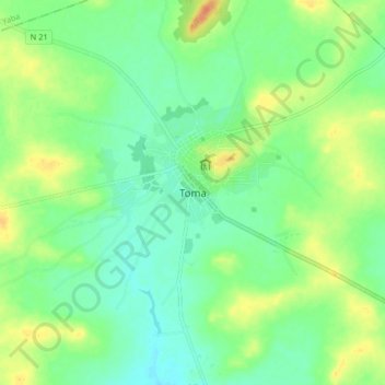 Carte topographique Toma, altitude, relief