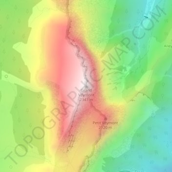 Carte topographique Grand Veymont, altitude, relief