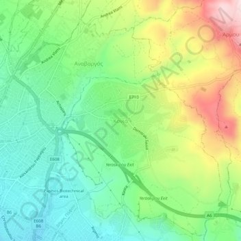 Carte topographique Konia, altitude, relief