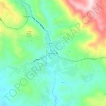 Carte topographique Mormon Bar, altitude, relief