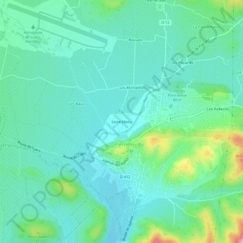 Carte topographique Serre Menu, altitude, relief