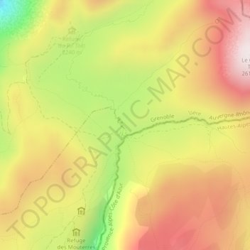 Carte topographique Plateau d'Emparis, altitude, relief